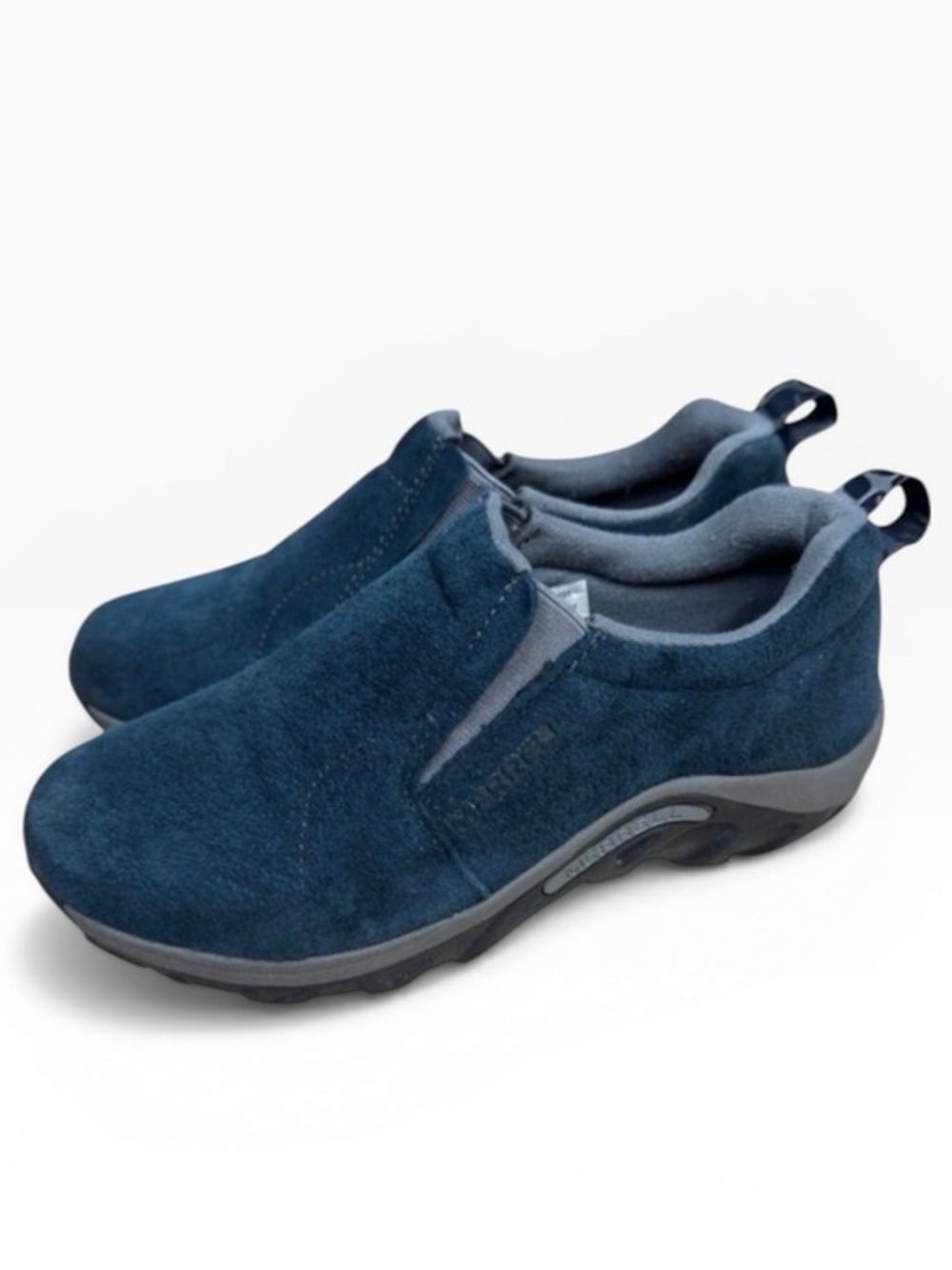 Merrell Jungle Moc Kids Blue Suede Slip On Comfort Outdoor Shoes Size 3 Leather